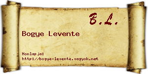Bogye Levente névjegykártya